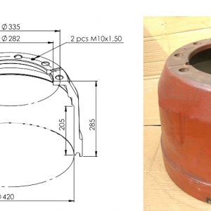 Барабан тормозной задний D=420 H=285 h=200 F2000