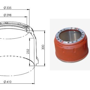 Барабан тормозной задний F3000 H=300 d=410